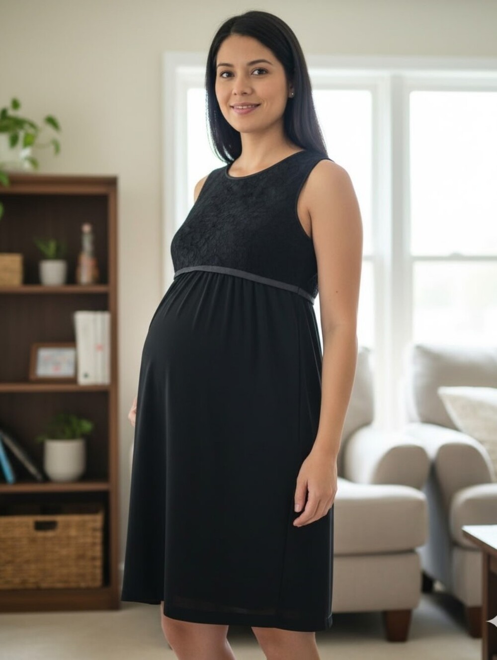 Thyme Maternity Black Formal Dress. Black Maternity Dress. Maternity party dress